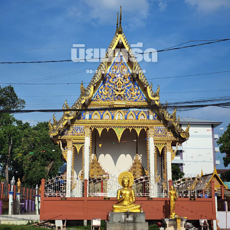 พวงหรีดวัดรวกบางสีทอง